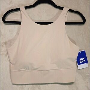 JoyLab Women Medium Beige High Neck Racerback Sports Bra Moisture Wicking NWT